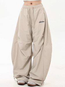 dressberry women loose fit beige polyester trousers