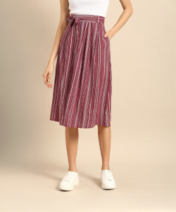 dressberry printed women flared maroon skirt