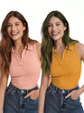 DRESSBIZ Casual Solid Women Pink Yellow Top