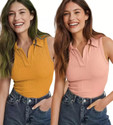 DRESSBIZ Casual Solid Women Pink Yellow Top
