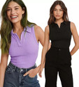 DRESSBIZ Casual Solid Women Purple Black Top