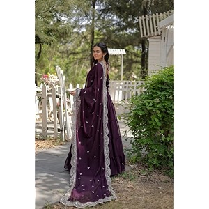 Dresser Womens Embriodered Round Neck Flared Anarkali