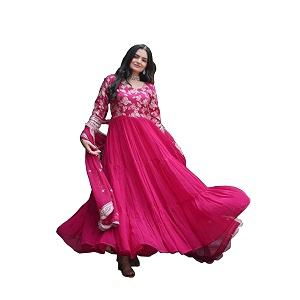 Dresser Womens Embriodered Round Neck Flared Anarkali
