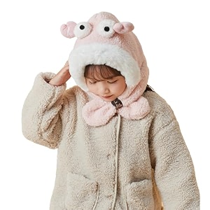 boy39s amp girl39s kids hooded thickened plush scarf cap two-in-one scarf attached with hood 5-10 year