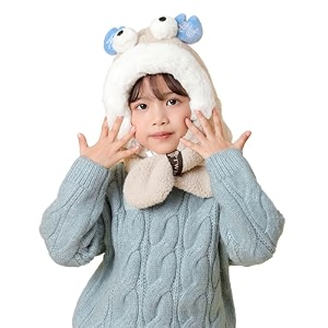 boy39s amp girl39s kids hooded thickened plush scarf cap two-in-one scarf attached with hood 5-10 year