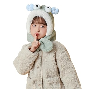 boy39s amp girl39s kids hooded thickened plush scarf cap two-in-one scarf attached with hood 5-10 year