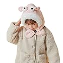 Boy's & Girl's Kids Hooded Thickened Plush Scarf Cap Two-in-one (Scarf Attached with Hood) 5-10 Year