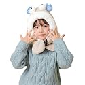 Boy's &amp; Girl's Kids Hooded Thickened Plush Scarf Cap Two-in-one (Scarf Attached with Hood) 5-10 Year