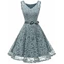 Dressystar Women’s Floral Lace V Neck Short Bridesmaid Cocktail Party Dress