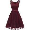 Dressystar Women’s Floral Lace V Neck Short Bridesmaid Cocktail Party Dress