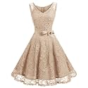 Dressystar Women’s Floral Lace V Neck Short Bridesmaid Cocktail Party Dress