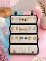Dressystore 12 Pair korean earnings studs with chain, Jewelry Storage box, earring for women Multi layer earrings organizer storage box Vanity Box