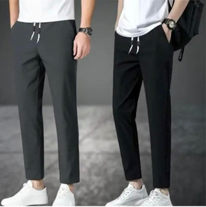 Dresvia Solid Men Black Grey Track Pants