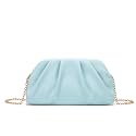 Dreubea Women's Fashion Cloud Shape Evening Bag Charming Fold Leather Clutch Handbag with Chain