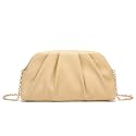 Dreubea Women's Fashion Cloud Shape Evening Bag Charming Fold Leather Clutch Handbag with Chain