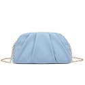 Dreubea Women's Fashion Cloud Shape Evening Bag Charming Fold Leather Clutch Handbag with Chain