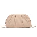 Dreubea Women's Fashion Cloud Shape Evening Bag Charming Fold Leather Clutch Handbag with Chain