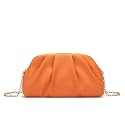 Dreubea Women's Fashion Cloud Shape Evening Bag Charming Fold Leather Clutch Handbag with Chain