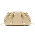 Dreubea Women's Fashion Cloud Shape Evening Bag Charming Fold Leather Clutch Handbag with Chain