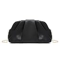 Dreubea Women's Fashion Cloud Shape Evening Bag Charming Fold Leather Clutch Handbag with Chain