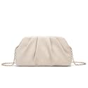 Dreubea Women's Fashion Cloud Shape Evening Bag Charming Fold Leather Clutch Handbag with Chain