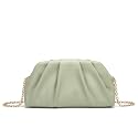Dreubea Women's Fashion Cloud Shape Evening Bag Charming Fold Leather Clutch Handbag with Chain