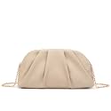Dreubea Women's Fashion Cloud Shape Evening Bag Charming Fold Leather Clutch Handbag with Chain