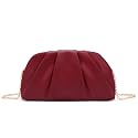 Dreubea Women's Fashion Cloud Shape Evening Bag Charming Fold Leather Clutch Handbag with Chain