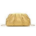 Dreubea Women's Fashion Cloud Shape Evening Bag Charming Fold Leather Clutch Handbag with Chain