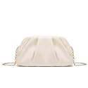 Dreubea Women's Fashion Cloud Shape Evening Bag Charming Fold Leather Clutch Handbag with Chain