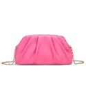 Dreubea Women's Fashion Cloud Shape Evening Bag Charming Fold Leather Clutch Handbag with Chain