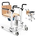 Drexo Patient Lift Transfer Chair, 5 in 1 Patient Lift Chair with 180°Split Seat, Height Adjustable Patient Transfer Chair with 4 Casters for Home Seniors Elderly, Load 450Lbs (Non-Fold, Yellow)