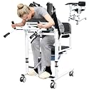 Drexo Patient Lift Transfer Chair, 5 in 1 Patient Lift Chair with 180°Split Seats, Heights Adjustable Patient Transfer Chair with 4 Casters for Home Seniors Elderly, Silver, 26''L x 22''W x 36''H