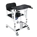 Drexo Patient Lift Transfer Chair, 5 in 1 Patient Lift Chair with 180°Split Seats, Heights Adjustable Patient Transfer Chair with 4 Casters for Home Seniors Elderly (Black, 25''L x 21''W x 43''H)