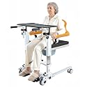 Drexo Patient Lift Transfer Chair, 5 in 1 Patient Lift Chair with 180°Split Seat, Height Adjustable Patient Transfer Chair with 4 Casters for Home Seniors Elderly (Orange, 29''L x 22''W x 40''H)