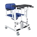 Drexo Patient Lift Transfer Chair, 5 in 1 Patient Lift Chair with 180°Split Seats, Heights Adjustable Patient Transfer Chair with 4 Casters for Home Seniors Elderly, Blue, 26''L x 23''W x 44''H