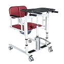 Patient Lift Transfer Chair, 5 in 1 Patient Lift Chair with 180°Split Seat, Height Adjustable Patient Transfer Chair with 4 Casters for Home Seniors Elderly Handicapped,Red