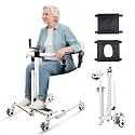 Drexo Patient Lift Transfer Chair, 5 in 1 Patient Lift Chair with 180°Split Seat, Height Adjustable Patient Transfer Chair with 4 Casters for Home Seniors Elderly (Silver, 29''L x 24''W x 47''H)