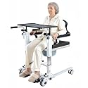 Drexo Patient Lift Transfer Chair, 5 in 1 Patient Lift Chair with 180°Split Seat, Height Adjustable Patient Transfer Chair with 4 Casters for Home Seniors Elderly (Silver, 29''L x 22''W x 30'')
