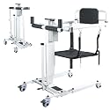Drexo Patient Lift Transfer Chair, 5 in 1 Patient Lift Chair with 180°Split Seat, Height Adjustable Patient Transfer Chair with 4 Casters for Home Seniors Elderly, Load 450Lbs (Electric, Silver)