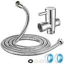 Dreyoo 3 Way Shower Head Splitter Kit, Brass G1/2 Diverter Valve with 79 Inch Stainless Steel Hose, Universal Shower Diverter for Dual Heads, Includes PTFE Tape