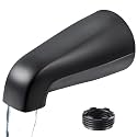 Dreyoo Universal Bath Tub Spout with Adapter, 5" Bathroom Bathtub Faucet Spout Without Diverter, Fits for 1/2'', 3/4'' IPS Inside Thread Connection and Tub/Shower Faucet Brands(Matte Black)