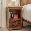 DRIFTINGWOOD Solid Sheesham Bedside Table|Wooden Nightstand with 2 Drawers|End Table for Bedroom|Natural Honey Finish, 17.3" x 12" x 24.4"