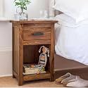 DRIFTINGWOOD Sheesham Wood Bedside Table for Bedroom | Solid Pure Wooden Bed Side Nightstand End Table with 1 Drawer &amp; 1 Open Shelf Storage for Home &amp; Bed Room | Rosewood Veneer