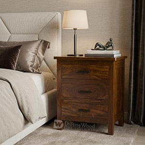 driftingwood solid engineered wood bedside table  wooden bed side tables with drawers  nightstand side table for bedroom  nigh stand end table with 3 drawers storage for home  mdf white