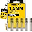 Drilax Diamond Drill Bits 20-Pc 1.5mm Compatible with Dremel Bits