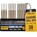 Drilax Diamond Drill Bits for Stone, Glass, Dremel 1-2-3mm 30-Pc 1/8 Shank