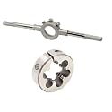 Drill America 3/4"-16 UNF X 2" OD HSS Round Adjustable Die with Matching Die Handle (Wrench), Die Stock
