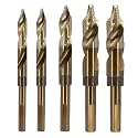 Drill America 5 Piece Cobalt Stepped Drill Bit Set with 1/2" Reduced 3-Flat Shank, Gold Oxide Finish for Drilling Acrylic, Steel, Hard Metals, GSC Series