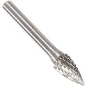 Drill America SG-3 Carbide Burr/Rotary File Tree Pointed-End Double Cut for Die Grinder 3/8" Dia. x 3/4" Cut Length with 1/4" Shank and 6" Overall Length, DUL Series